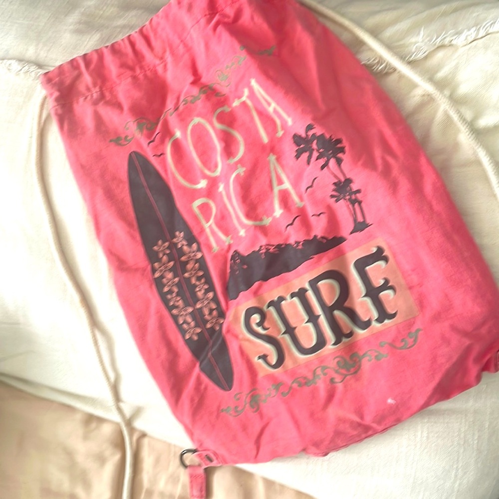 Costa Rica surf Coral Draw String child’s Beach Bag